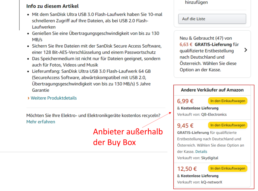 Anbieter außerhalb der Buy Boy
