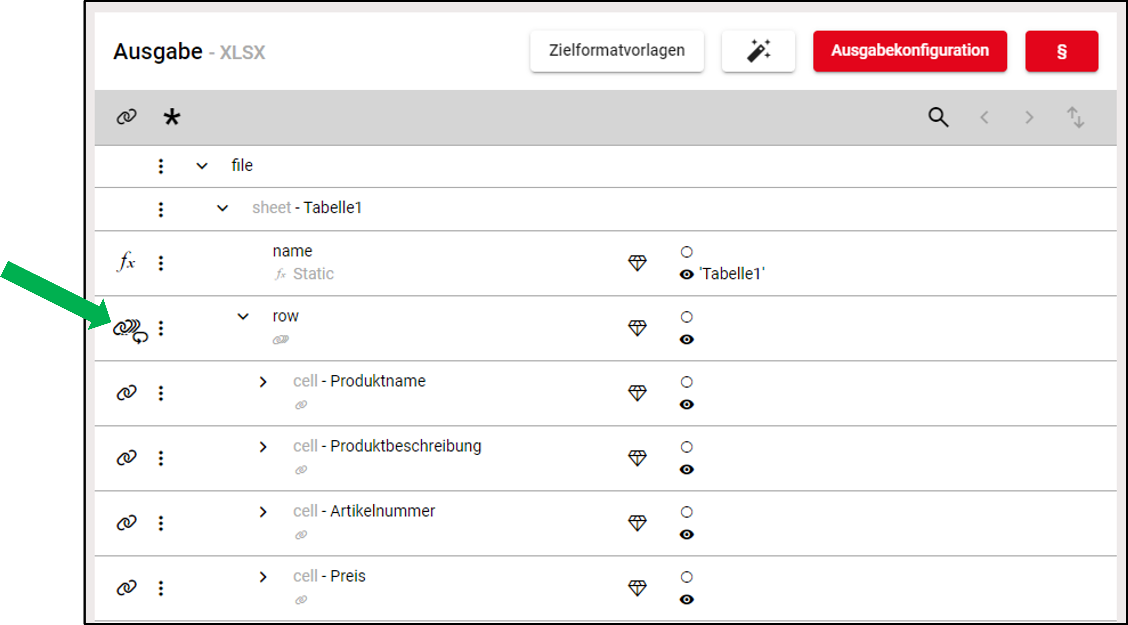 EXCEL Ausgabeformat in CatalogExpress