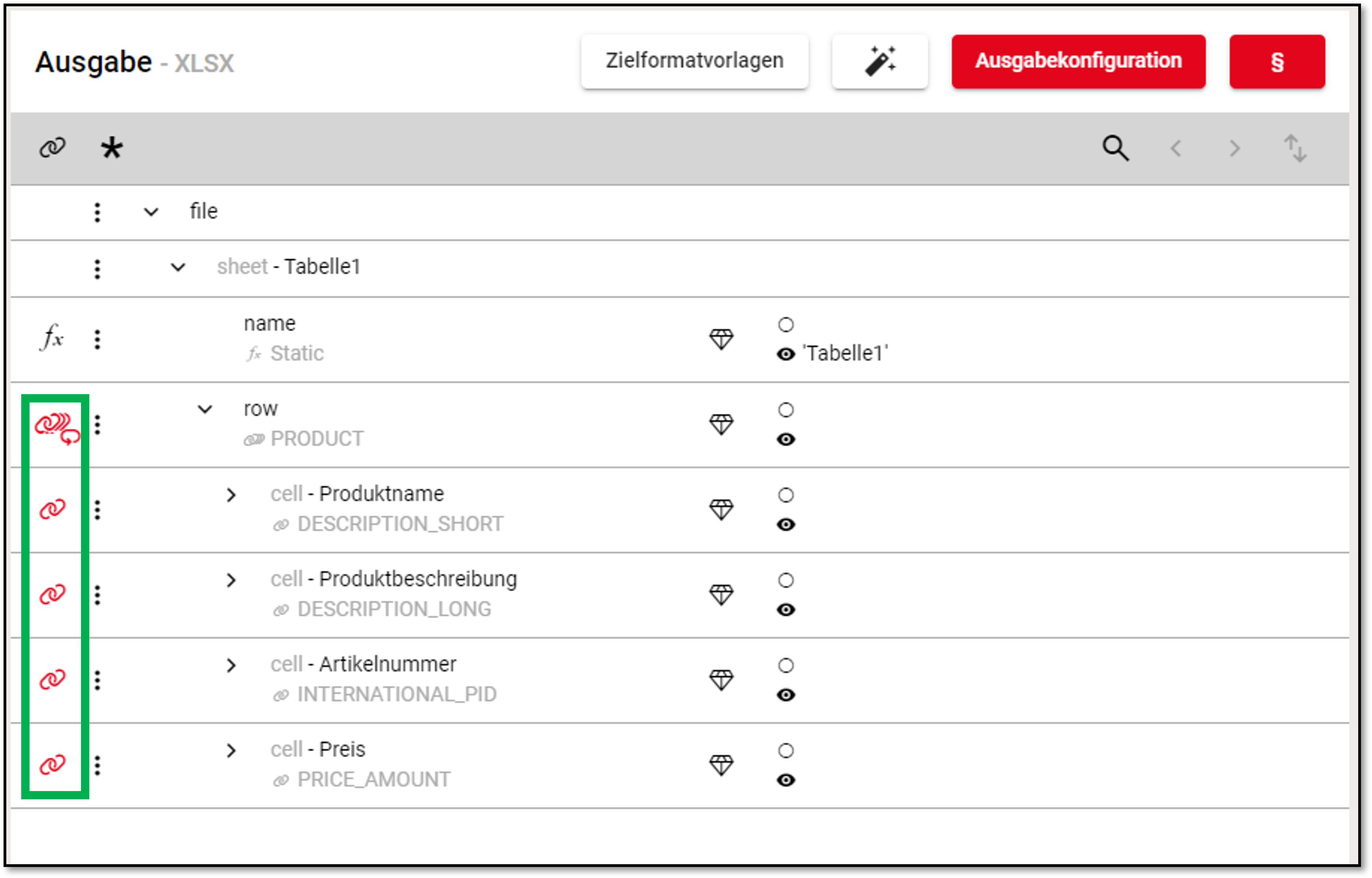 Ausgabeseite nach dem Mapping