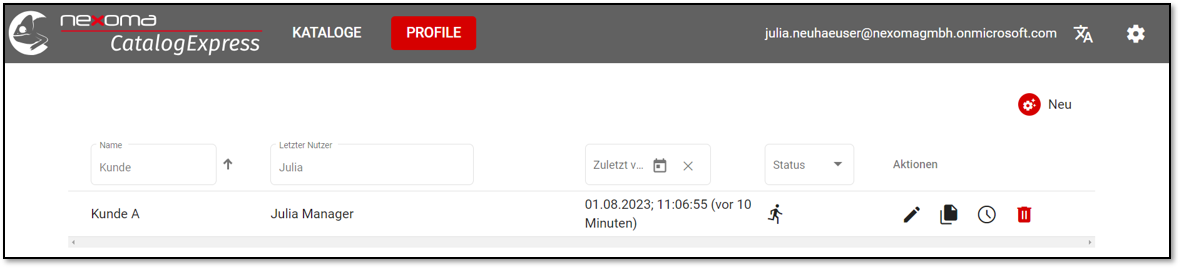 Manager Ansicht in CatalogExpress