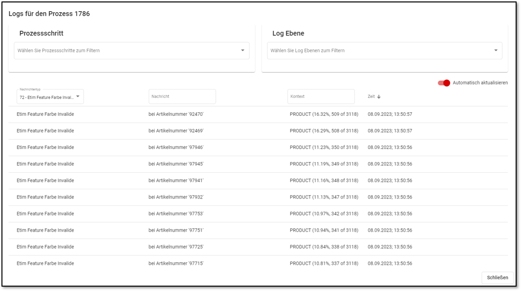 ETIM Prüfreport in CatalogExpress