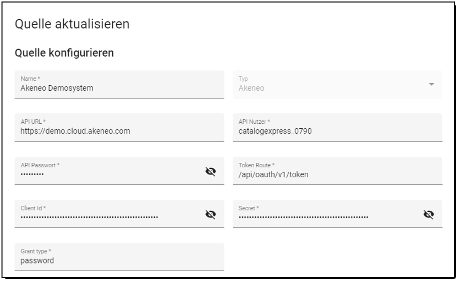 Akeneo Quelle anlegen in CatalogExpress