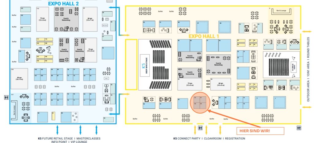 K5 Konferenz 2025 in Berlin - Hallenplan mit unserem Stand markiert