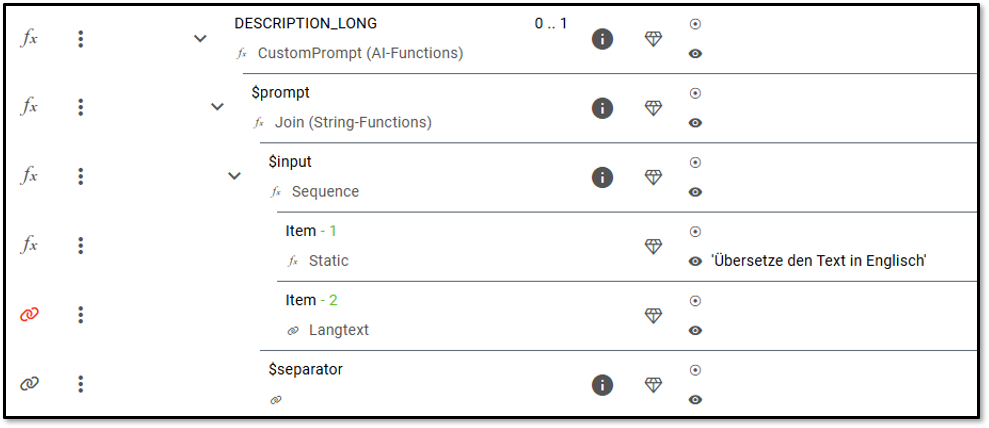 Custom Prompt mit Übersetzung in CatalogExpress