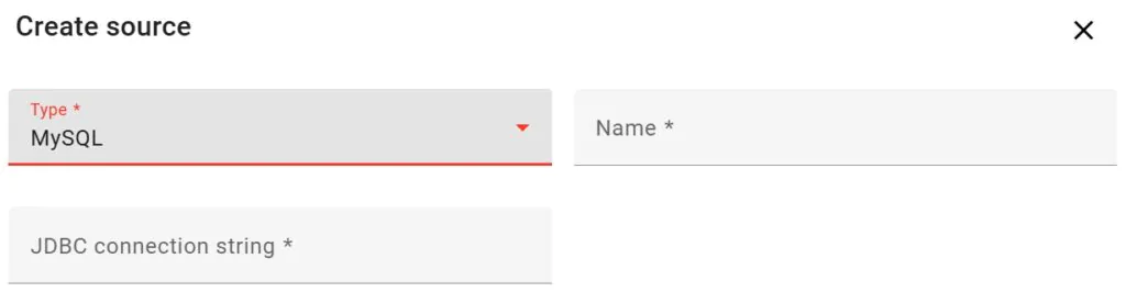 MySQL connector - source setup in CatalogExpress